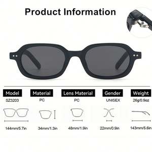 Gafas de Sol Ovaladas Negras Retro Modernas 2025 con Logotipo Personalizado, Gafas de Sol Cuadradas con Marco Pequeño y Protección UV400 para Hombre y Mujer - Product Image 2