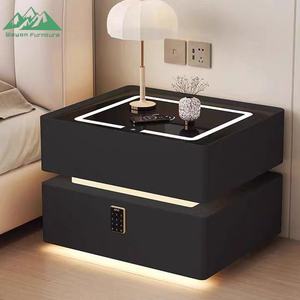 Meja Nakas Modern Wayon dengan Kunci Digital, Pengisian Daya Nirkabel, Lampu LED, dan 2 Laci - Product Image 2