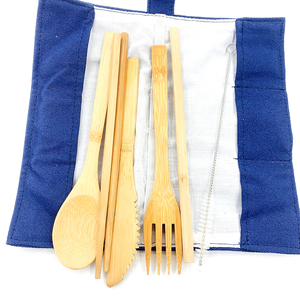 <span class=keywords><strong>Set</strong></span> alat makan bambu portabel, peralatan perjalanan berkemah, sendok garpu pisau sedotan - Product Image 3