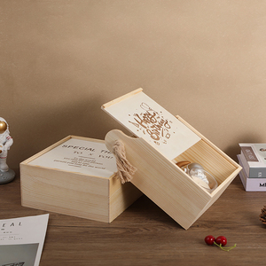 Factory Outlet Natural Color Custom Sliding Lid Wedding <strong>Gift</strong> <strong>Large</strong> Wood <strong>Gift</strong> <strong>Box</strong> With Hemp Rope Handle Wooden <strong>Gift</strong> <strong>Box</strong> - Product Image 2