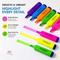 Surligneur de couleur fluorescente à pointe biseautée en PVC, 6 couleurs, à base d'eau, avec capuchon à clip, pour le bureau