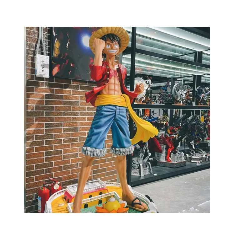 Yüksek kalite anime figürü reçine heykeli tek parça karakter yaşam boyutu 1:1 luffy action figure dekor için anime heykel