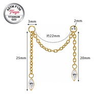 Boucles d'oreilles pendantes en titane ASTM F136 avec zircon marin, accessoires DIY pour lobe d'oreille, hélix, cartilage, bijoux de piercing
