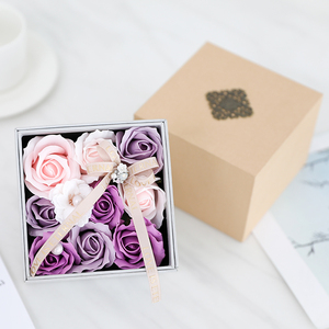 Pink Orange artificial flowers roses soap in good header rotating luxury gift box can collect jewelry - Product Image 4