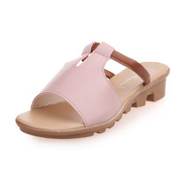 Nouvelles sandales d'été compensées à bout ouvert pour femme, style coréen, couleur unie, décontractées, à bride unique, grandes tailles, respirantes, pour la plage