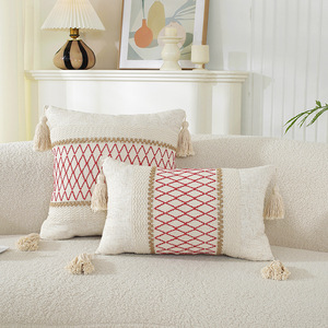 Housse de <span class=keywords><strong>coussin</strong></span> brodée jacquard style bohème haut de gamme, <span class=keywords><strong>multicolore</strong></span>, décorative, pour la maison, l'hôtel, le canapé, la chambre, la chaise - Product Image 1