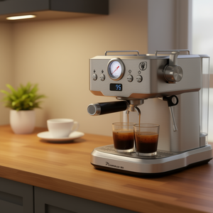 Cafetera Espresso de 20 Bares, Acero Inoxidable, Semiautomática, 1500W, con Vaporizador de Leche y Manómetro - Product Image 2