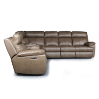Sofá Seccional en Forma de L de Microfibra Marrón, Reclinable Eléctrico, Diseño Modular, con Consola Central de Almacenamiento para el Hogar