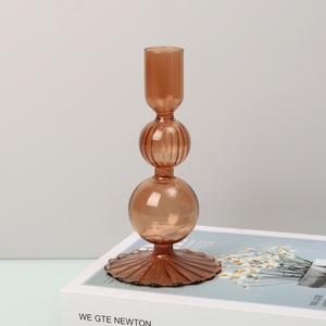 Creative Cylindrical Striped Colored Glass Handmade Candlestick Long Rod Engagement <strong>Wedding</strong> Festival Celebration <strong>Table</strong> Warm - Product Image 6