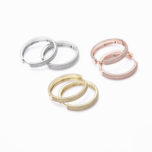 <b>Huggie</b> Earrings S925 Sterling <b>Silver</b> Copper Plated Gold Round Zirconia Micro Insert Geometric Pattern Gift Jewelry - Product Image 3
