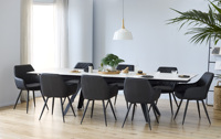 Table à manger rectangulaire de bonne qualité avec base en acier de luxe Table à manger extensible moderne en pierre frittée pour salle à manger