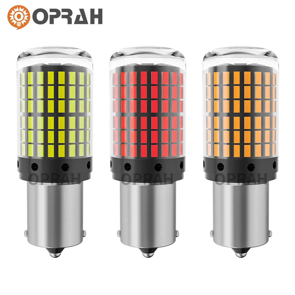 Piezas automotrices de fábrica Oprah 1156 bombilla Led P21w Ba15s T20 3014 144smd 12-24V Bombillo Lampada luces de coche de señal de giro inversa