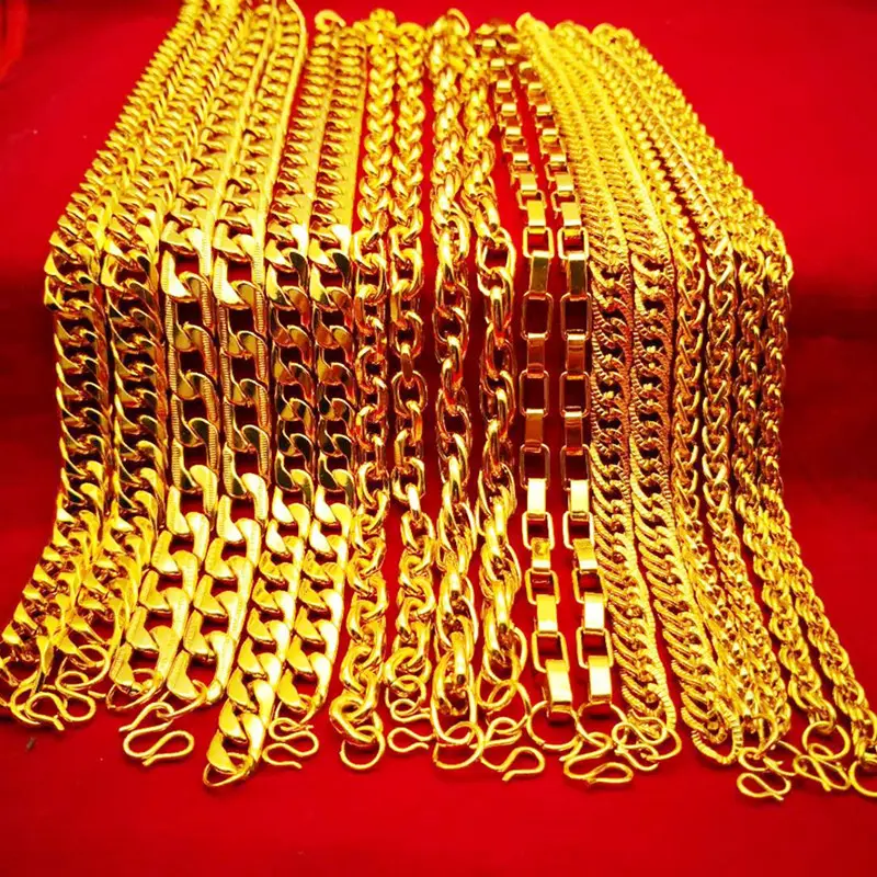 Collana piena di oro 18 carati all'ingrosso collana a catena pesante appannata placcata oro Africa per uomo