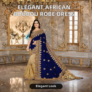Nouvelle Robe Boubou Femme, Saree/Sari Indien/Pakistanais, Shari, Imprimé en relief double face, Coton, Séchage rapide, Robe de mariée élégante - Product Image 2