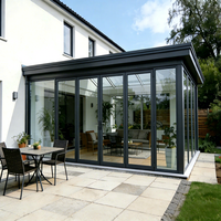 Véranda moderne en aluminium pour villa, jardin, parc, serre, extension extérieure à toit incliné, double vitrage trempé