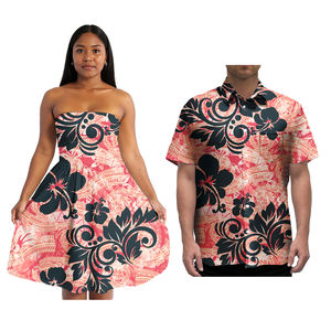 新款热卖情侣服装<span class=keywords><strong>2</strong></span> pcs定制萨摩亚汤加波利尼西亚部落女性舞会礼服搭配阿罗哈男士衬衫 - Product Image 3