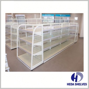 En gros Magasin De Détail Affichage Gondole En Métal Double côté Combiné Supermarché Étagères avec Dos En Filet - Product Image 3