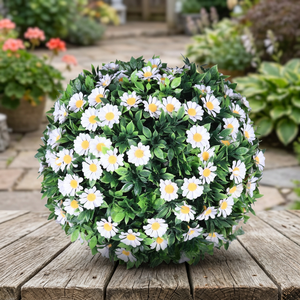 Bola de Flores de Margarita Blanca Artificial de Plástico con Técnica de Tejido de Alta Simulación y Durabilidad para Decoración de Hogar, Bodas y Eventos - Product Image 2