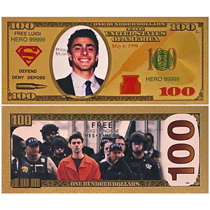 Nouveau artisanat Souvenir carte <span class=keywords><strong>Luigi</strong></span> Nicholas Mangione plaqué or 100 Dollars billet en plastique feuille d'or billet de banque - Product Image 2
