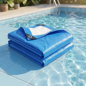 Maßgefertigte Wasserdichte & Wasserabweisende PE-Beschichtete Einfache Gestrickte Poolabdeckung zur Reduzierung der Poolwasserverdunstung - Product Image 1