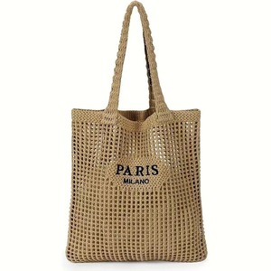 Bolso de hombro de malla tejido a mano con diseño hueco para la playa, estilo transfronterizo - Product Image 1