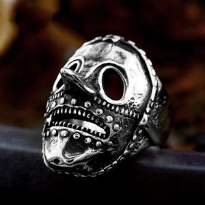 Anillos de motero para hombre estilo Hip-Hop, Anillo de calavera, Joyería y accesorios de motero gótico punk rock, Anillo de máscara de esqueleto Tengu japonés - Product Image 1