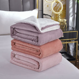 FY personnalisé couleur unie rose lavande dos impression coupe Ultra doux pulvérisation bande flanelle polaire chaud jeter des couvertures pour l'hiver - Product Image 6