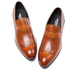 Men's Leather Shoes Cowhide <b>Full</b>-Leather <b>Slip</b>-On Embroidered Lightweight Comfortable Breathable Stylish Autumn for Business - Product Image 1