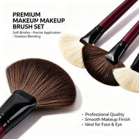 Ensemble de 7 pinceaux de maquillage de haute qualité rouge vin, outils de beauté, pinceau en forme d'éventail, pinceau pour le visage, pinceau de contour, possibilité de personnaliser le logo