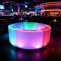 Comptoir de bar circulaire moderne LED multicolore lumineux, éco-responsable, résistant aux intempéries, rechargeable et modulaire pour extérieur/intérieur et sous-sol