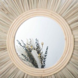Handmade Woven Round Raffia <b>Mirror</b> Framed Wall Decor For Home Studio <b>Hanging</b> <b>Mirror</b> - Product Image 2