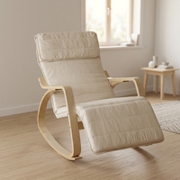Chaise longue à bascule moderne en bois, hauteur réglable, repose-pieds, revêtement en tissu pour salon, chambre, hôtel