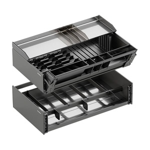 Panier coulissant Higold pour armoire de cuisine, double couche, en alliage d'aluminium, organisateur de vaisselle, solution de rangement de type tiroir - Product Image 2