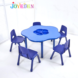 Best Quality Flower Shape Preschool Kindergarten Furniture Sets Kids Wooden Table and Chairs Set with Toys <strong>Basket</strong> - Product Image 6