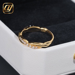 Anillo de Boda Apilable de Oro Amarillo Sólido de 18K con Diamantes Cultivados en Laboratorio, Certificado IGI, Diseño de Vides Retorcidas y Media Pavé, Delicado y con Símbolo de Infinito - Product Image 5