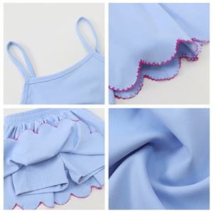 Ensemble de yoga pour filles, couleur personnalisée, été, haut sans manches à manches croisées, jupe, short intégré, tenue de sport - Product Image 4