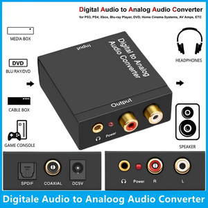Convertidor de <span class=keywords><strong>Audio</strong></span> Tideseer Hi-Fi 3.5mm Digital, Fibra Óptica, Coaxial, Analógico, Auxiliar, <span class=keywords><strong>RCA</strong></span> L/R, Calidad de Sonido Superior, Aleación de Aluminio - Product Image 1