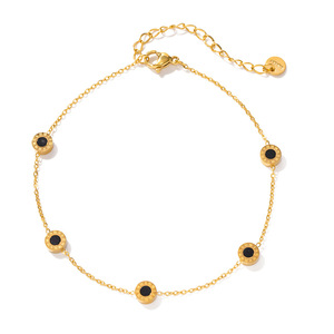 Trendy 18K Goud Roestvrij Staal Enkelband Voet Sieraden Mode Rond Zwart Wit Shell Kralen Ketting Enkelbanden Voor Vrouwen