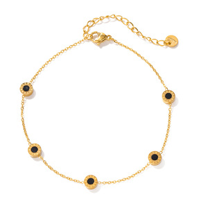 Trendy 18K Ouro Aço Inoxidável Tornozelo Pulseira Pé Jóias Moda Rodada Preto Branco Shell Beads Cadeia Tornozeleiras Para As Mulheres