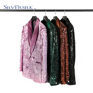 New style OEM shiny holiday 1 button reversible sequins dance party jacket men blazer suits