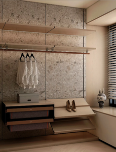 Armario Abierto de Lujo Personalizable con Panel Trasero de Mármol y Almacenamiento en Cajones, <span class=keywords><strong>Muebles</strong></span> Modernos para Vestidor - Product Image 1