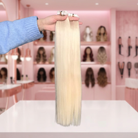 40 Pièces 100g 12A Cheveux Indiens Vierges Naturels Double Drawn 613 Bande Adhésive Cheveux Humains Bruts Vrais Cheveux Humains Bande Adhésive Blond Platine