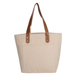 Sacs fourre-tout en toile de coton réutilisables pour femmes, en cuir personnalisé, vente en gros - Product Image 3