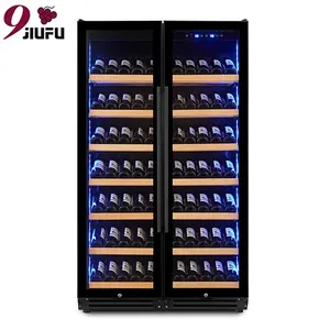 Große hohe Luxus Edelstahl Glas LED Licht Kompressor Smart Kühlschrank Wein kühler Zum Verkauf