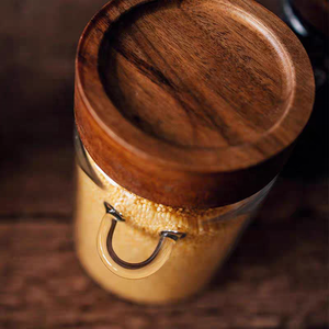 ชุดเก็บชากาแฟทำจากแก้วบอโรซิลิเกตทรงสูงพร้อมฝาปิดทำจากไม้อะคาเซียรูปทรงช้อนใส - Product Image 6