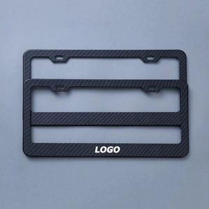 Premium Carbon Fiber Pattern Aluminum <b>License</b> Plate <b>Frame</b> Black Metal Car Tag Holder Anti-Theft for Promotion Gifts - Product Image 1