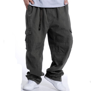 Pantalons longs pour hommes Pantalons multi-sacs Salopette décontractée en coton <span class=keywords><strong>Grande</strong></span> <span class=keywords><strong>taille</strong></span> Jambe large <span class=keywords><strong>Taille</strong></span> élastique Pantalons longs amples - Product Image 3