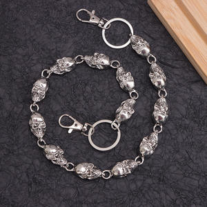 Cadena de cintura con diseño de calavera de una sola capa de aleación de zinc, estilo hip hop, para Halloween, cadena corporal de moda. - Product Image 4