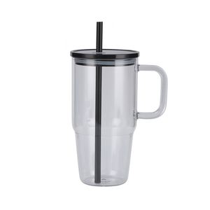 Wholesale Travel Tea <b>Drinkware</b> With Bottom Stopper 2Oz As Double-Layer Mason Dual <b>Plastic</b> Tumbler Mug Cup With Snowball Handle - Product Image 1