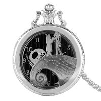 Cadeau d'Halloween, collier pendentif rétro gothique Jack Skellington, montre de poche de Noël maudit de Tim Burton, montre à quartz pour hommes et enfants